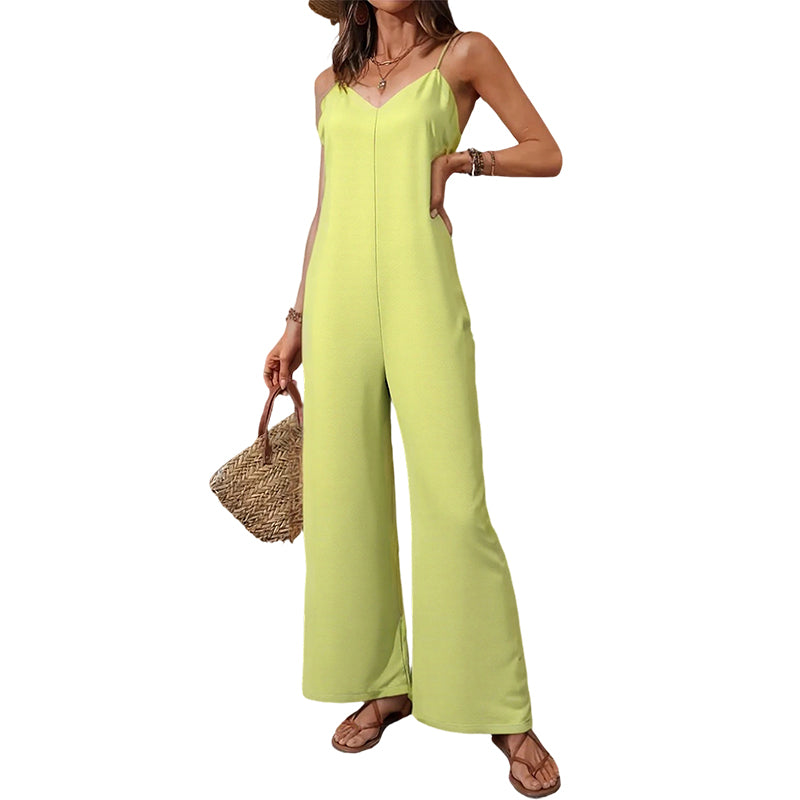 📢📢50% Rabatt!!! 🎉✨ Damen-Casual-Jumpsuit mit V-Ausschnitt & Spaghettiträgern