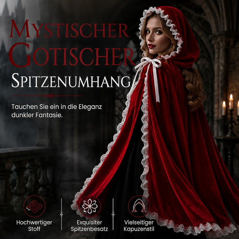 📢📢50% Rabatt!!! 🎉✨ Dramatische Spitzenumhang mit Kapuze