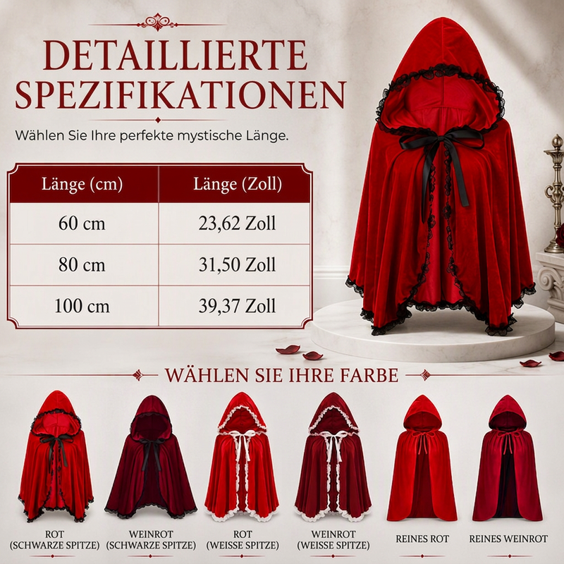 📢📢50% Rabatt!!! 🎉✨ Dramatische Spitzenumhang mit Kapuze