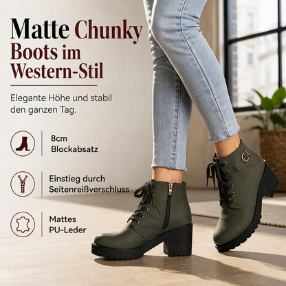 📢📢50%Rabatt!!!🎉✨Damen-Stiefeletten mit Blockabsatz und Plateausohle