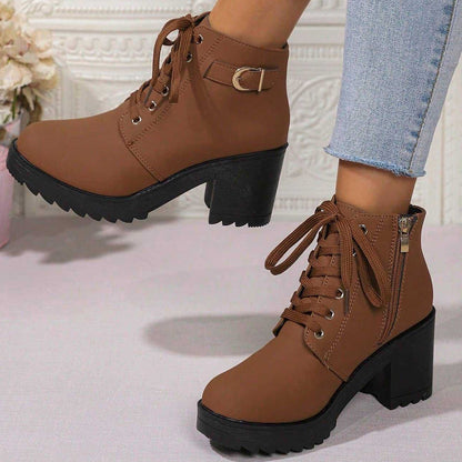📢📢50%Rabatt!!!🎉✨Damen-Stiefeletten mit Blockabsatz und Plateausohle