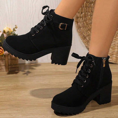 📢📢50%Rabatt!!!🎉✨Damen-Stiefeletten mit Blockabsatz und Plateausohle