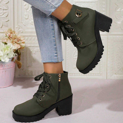 📢📢50%Rabatt!!!🎉✨Damen-Stiefeletten mit Blockabsatz und Plateausohle