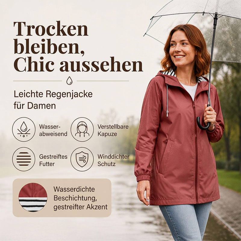 📢📢50% Rabatt!!! 🎉✨ Wasserdichte Outdoor-Kapuzenjacke für Damen – Wasserdichtes Material, atmungsaktiver Stoff und praktische Kapuze – perfekt für Wanderungen, Outdoor-Abenteuer & den aktiven Alltag. Jetzt -50%!