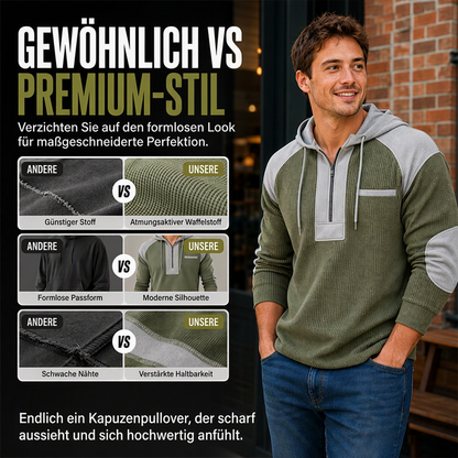 📢📢50% Rabatt!!! 🎉✨ Herren Freizeit Patchwork Waffelstrick Hoodie