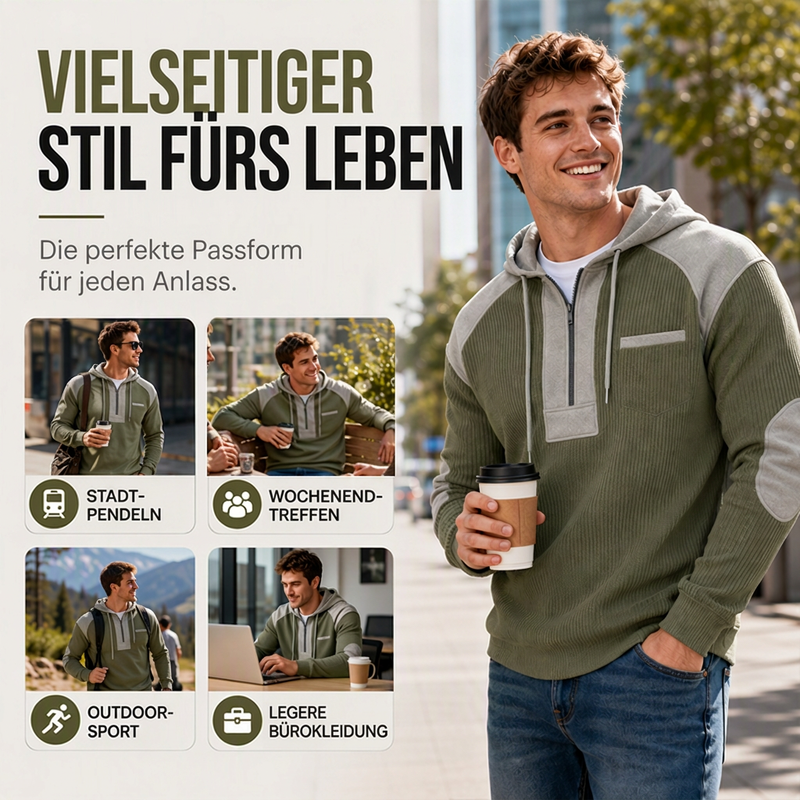 📢📢50% Rabatt!!! 🎉✨ Herren Freizeit Patchwork Waffelstrick Hoodie