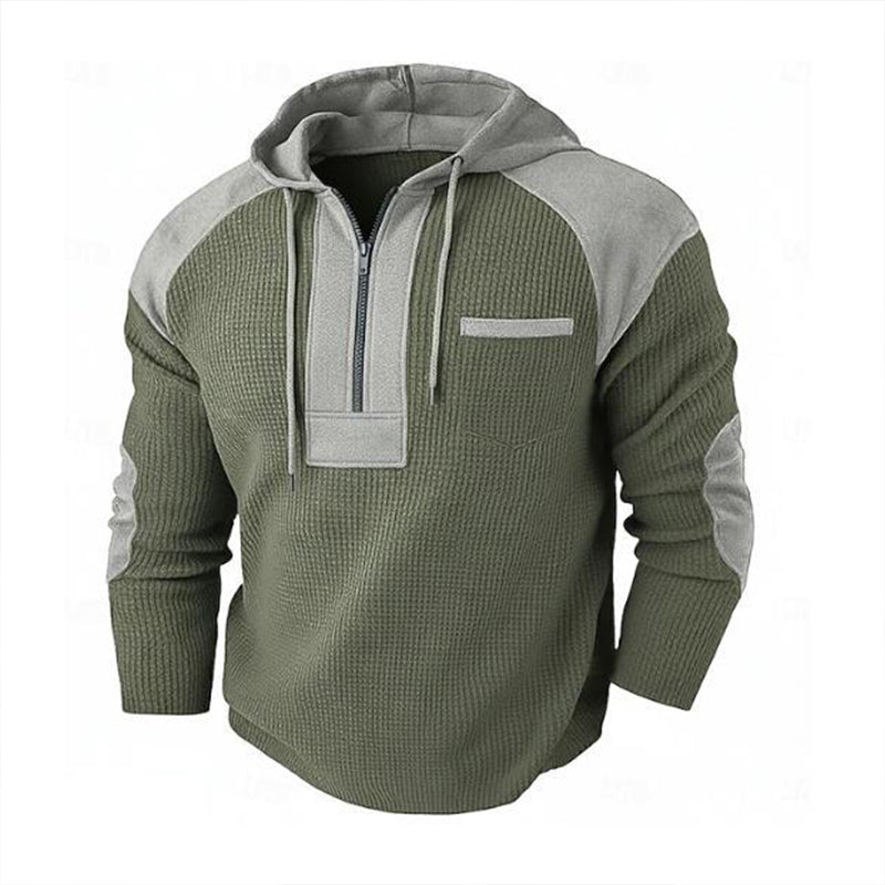 📢📢50% Rabatt!!! 🎉✨ Herren Freizeit Patchwork Waffelstrick Hoodie