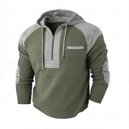 📢📢50% Rabatt!!! 🎉✨ Herren Freizeit Patchwork Waffelstrick Hoodie