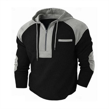 📢📢50% Rabatt!!! 🎉✨ Herren Freizeit Patchwork Waffelstrick Hoodie