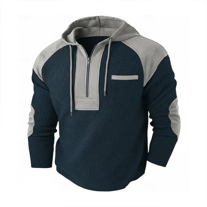 📢📢50% Rabatt!!! 🎉✨ Herren Freizeit Patchwork Waffelstrick Hoodie