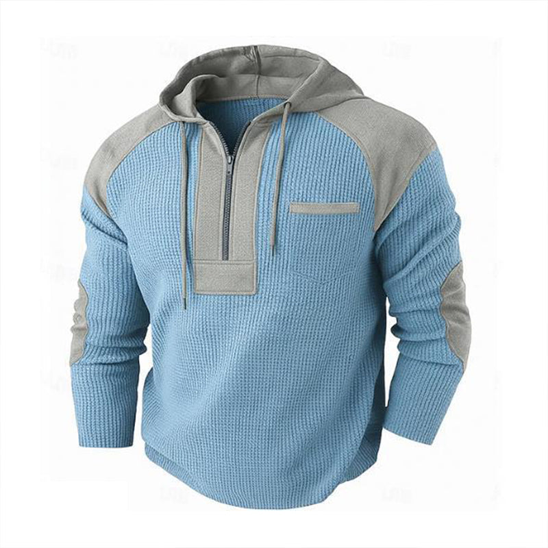 📢📢50% Rabatt!!! 🎉✨ Herren Freizeit Patchwork Waffelstrick Hoodie