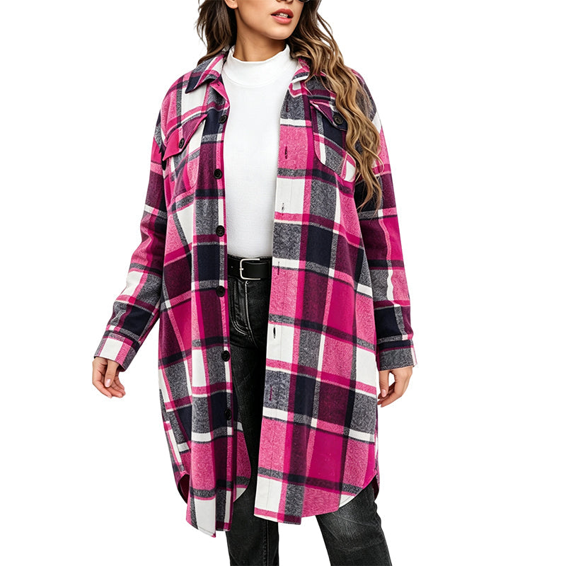 🔥 Die neuen Lieblingsteile sind da – und sie sind schon jetzt ein Hit! Legeres kariertes Damen-Hemdjacke mit Knopfleiste in langem Schnitt
