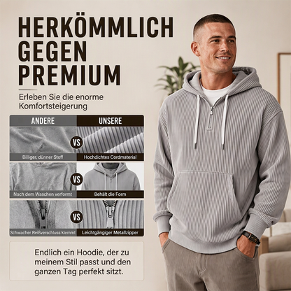 📢🎉50%Rabatt!!!🛍️✨Herren-Casual-Cord-Hoodie mit Halb-Reißverschluss