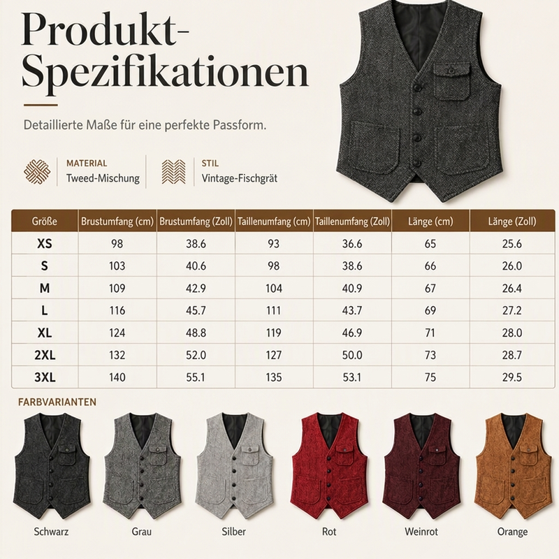 📢📢50%Rabatt!!!🎉✨Herren-Casual-Vintage-Weste mit V-Ausschnitt