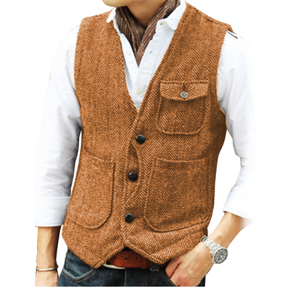 📢📢50%Rabatt!!!🎉✨Herren-Casual-Vintage-Weste mit V-Ausschnitt