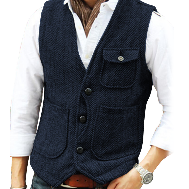 📢📢50%Rabatt!!!🎉✨Herren-Casual-Vintage-Weste mit V-Ausschnitt
