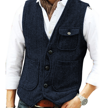 📢📢50%Rabatt!!!🎉✨Herren-Casual-Vintage-Weste mit V-Ausschnitt