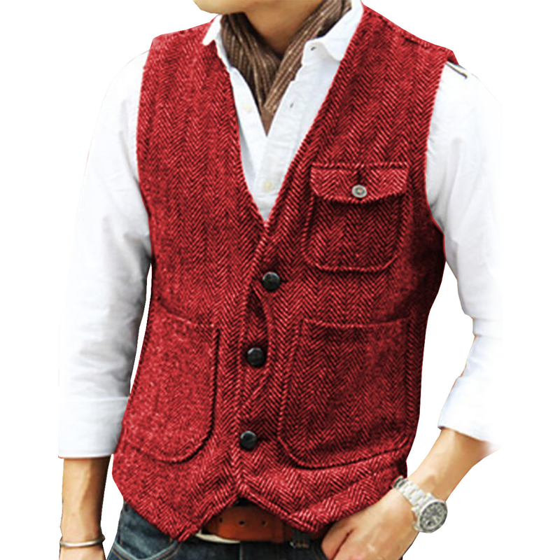 📢📢50%Rabatt!!!🎉✨Herren-Casual-Vintage-Weste mit V-Ausschnitt