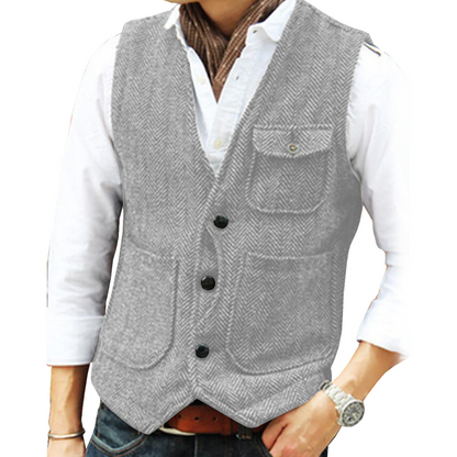 📢📢50%Rabatt!!!🎉✨Herren-Casual-Vintage-Weste mit V-Ausschnitt