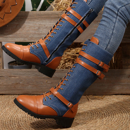 📢📢50% Rabatt!!! 🎉✨ Damen Vintage-Schnürstiefel mit Schnalle