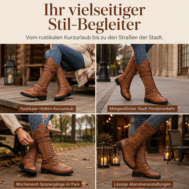 📢📢50% Rabatt!!! 🎉✨ Damen Vintage-Schnürstiefel mit Schnalle