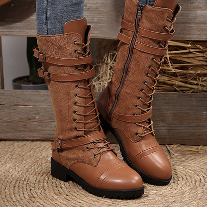 📢📢50% Rabatt!!! 🎉✨ Damen Vintage-Schnürstiefel mit Schnalle