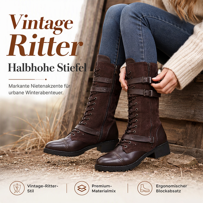 📢📢50% Rabatt!!! 🎉✨ Damen Vintage-Schnürstiefel mit Schnalle