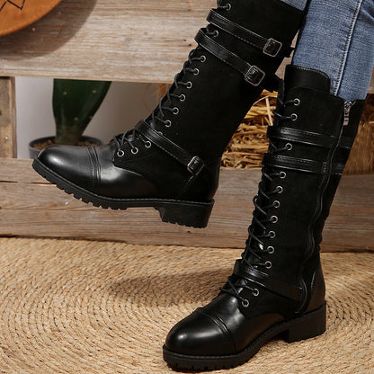 📢📢50% Rabatt!!! 🎉✨ Damen Vintage-Schnürstiefel mit Schnalle