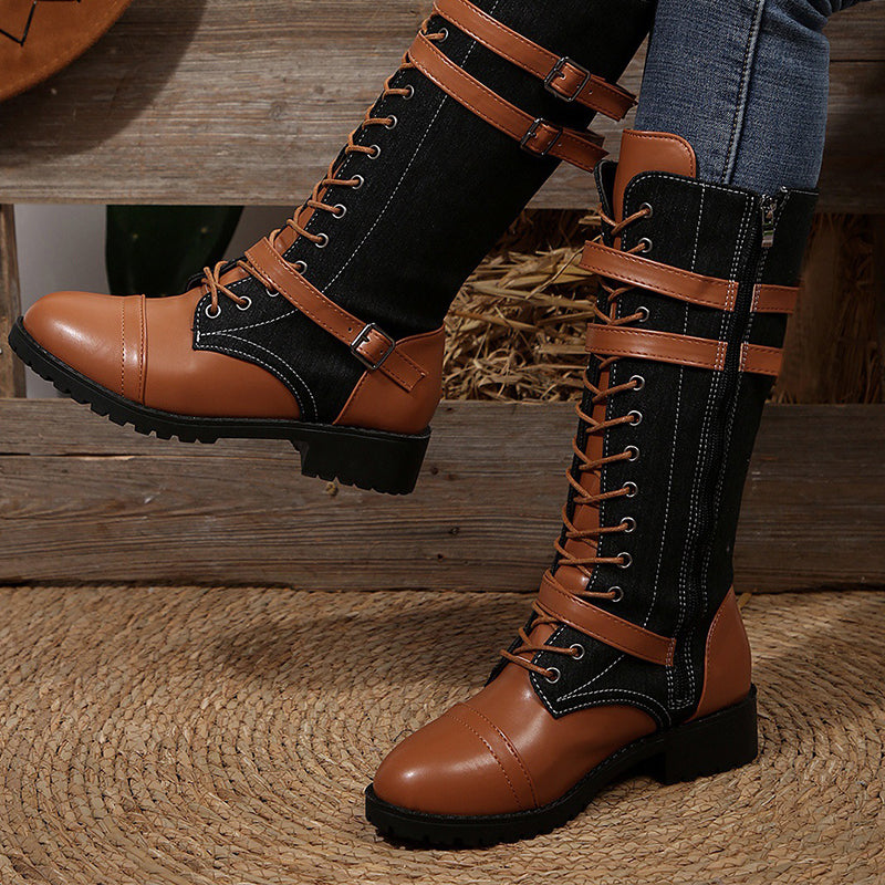 📢📢50% Rabatt!!! 🎉✨ Damen Vintage-Schnürstiefel mit Schnalle