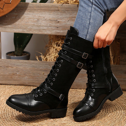 📢📢50% Rabatt!!! 🎉✨ Damen Vintage-Schnürstiefel mit Schnalle
