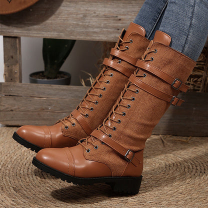 📢📢50% Rabatt!!! 🎉✨ Damen Vintage-Schnürstiefel mit Schnalle