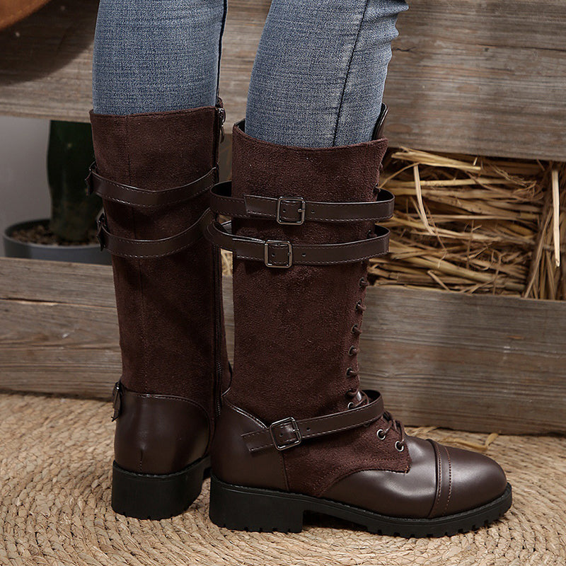 📢📢50% Rabatt!!! 🎉✨ Damen Vintage-Schnürstiefel mit Schnalle