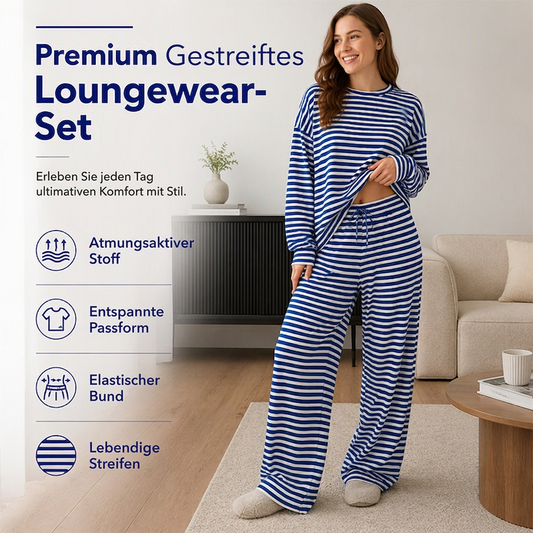 📢📢50% Rabatt!!! 🎉✨ Gestreiftes Lounge-Set für Damen – 2-teilig & langärmlig