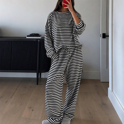 📢📢50% Rabatt!!! 🎉✨ Gestreiftes Lounge-Set für Damen – 2-teilig & langärmlig