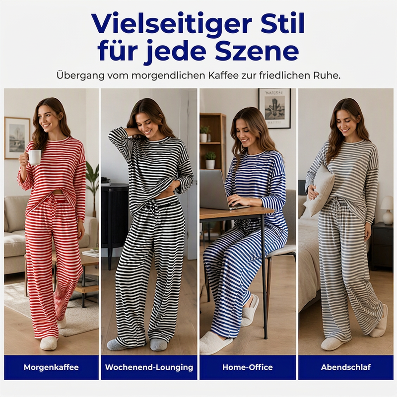 📢📢50% Rabatt!!! 🎉✨ Gestreiftes Lounge-Set für Damen – 2-teilig & langärmlig