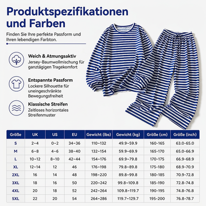 📢📢50% Rabatt!!! 🎉✨ Gestreiftes Lounge-Set für Damen – 2-teilig & langärmlig