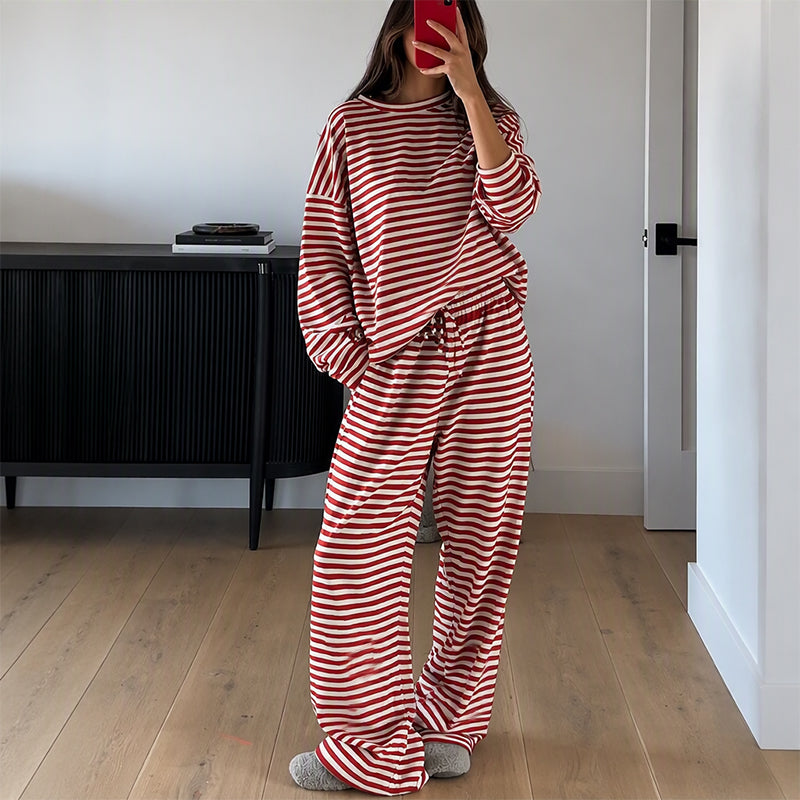 📢📢50% Rabatt!!! 🎉✨ Gestreiftes Lounge-Set für Damen – 2-teilig & langärmlig