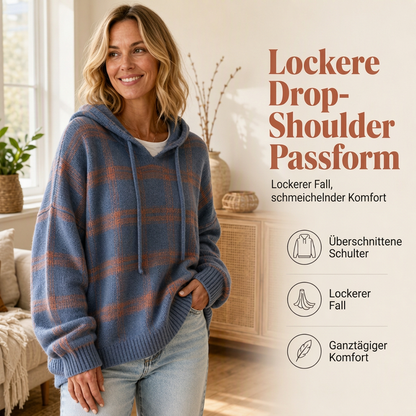 📢📢50% Rabatt!!! 🎉✨ Retro-Karierter Kapuzenstrickpullover für Damen