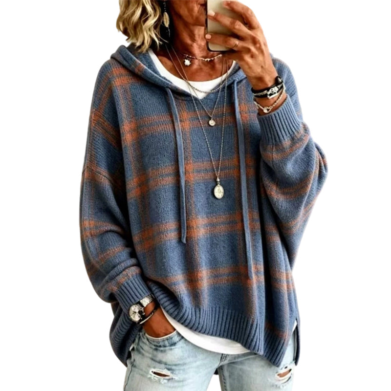 📢📢50% Rabatt!!! 🎉✨ Retro-Karierter Kapuzenstrickpullover für Damen