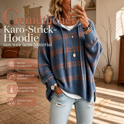 📢📢50% Rabatt!!! 🎉✨ Retro-Karierter Kapuzenstrickpullover für Damen
