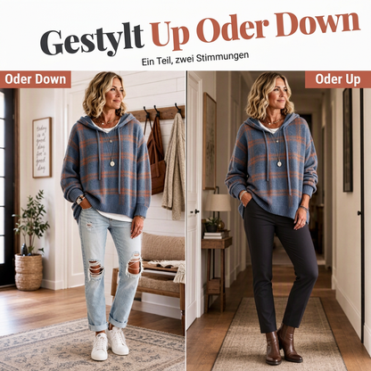 📢📢50% Rabatt!!! 🎉✨ Retro-Karierter Kapuzenstrickpullover für Damen