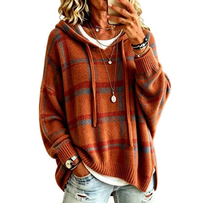 📢📢50% Rabatt!!! 🎉✨ Retro-Karierter Kapuzenstrickpullover für Damen