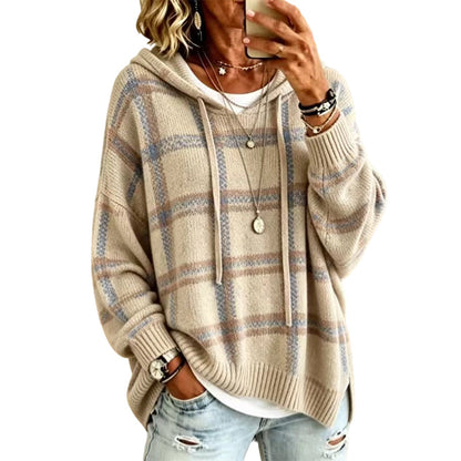 📢📢50% Rabatt!!! 🎉✨ Retro-Karierter Kapuzenstrickpullover für Damen