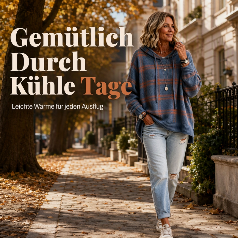 📢📢50% Rabatt!!! 🎉✨ Retro-Karierter Kapuzenstrickpullover für Damen