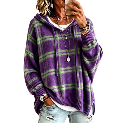 📢📢50% Rabatt!!! 🎉✨ Retro-Karierter Kapuzenstrickpullover für Damen