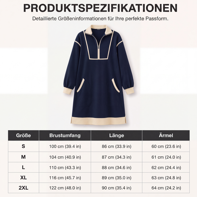 📢🎉50%Rabatt!!!🛍️✨Legeres Sweatshirtkleid mit Halbreißverschluss für Damen