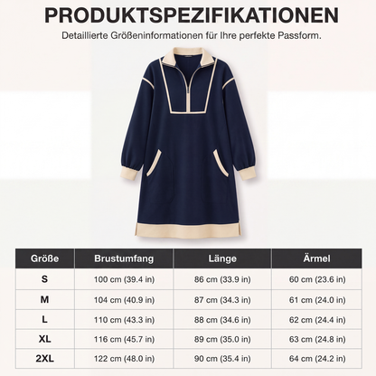 📢🎉50%Rabatt!!!🛍️✨Legeres Sweatshirtkleid mit Halbreißverschluss für Damen