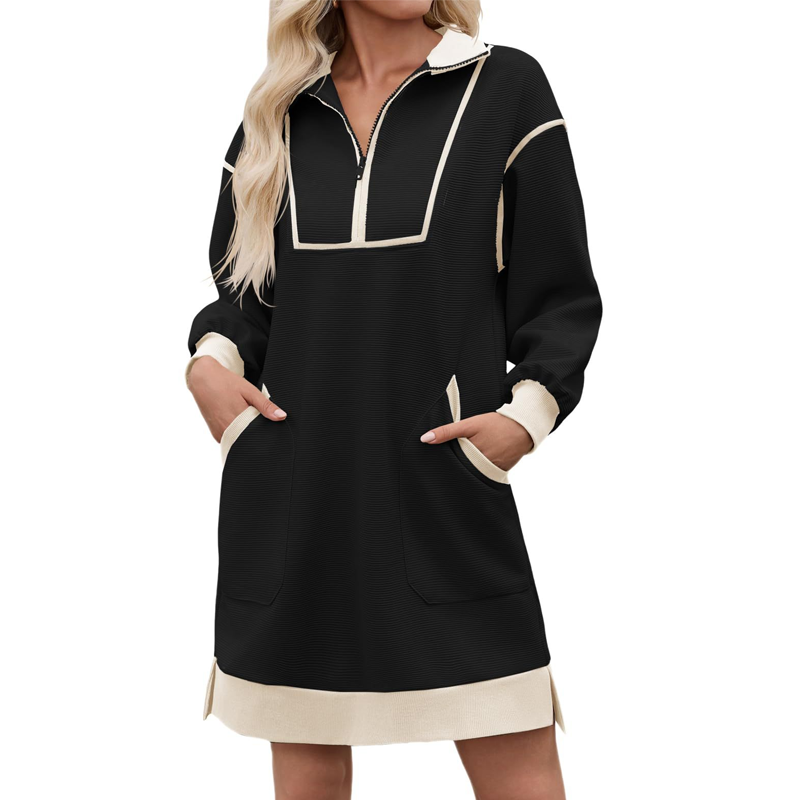 📢🎉50%Rabatt!!!🛍️✨Legeres Sweatshirtkleid mit Halbreißverschluss für Damen