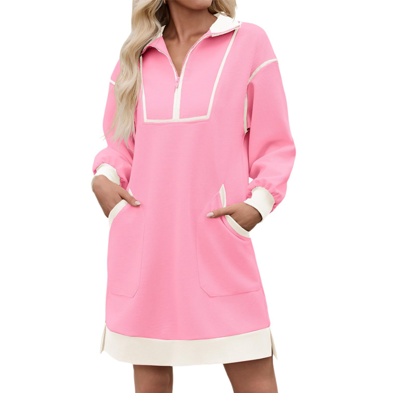 📢🎉50%Rabatt!!!🛍️✨Legeres Sweatshirtkleid mit Halbreißverschluss für Damen