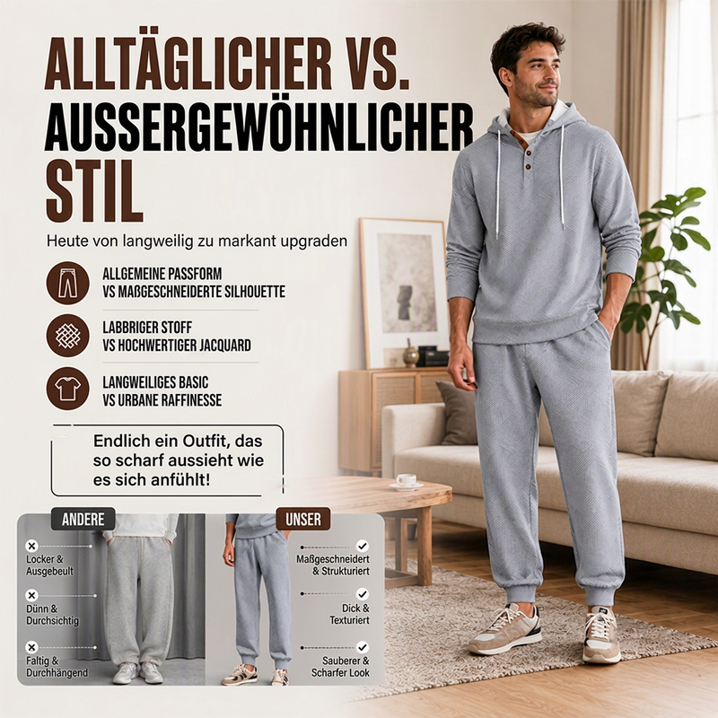 📢📢50% Rabatt!!! 🎉✨ Strukturiertes Hoodie- & Jogginghosen-Set für Herren